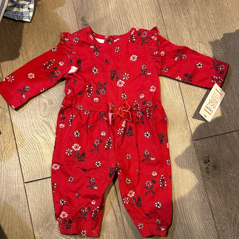 Carter's Red Floral Footie